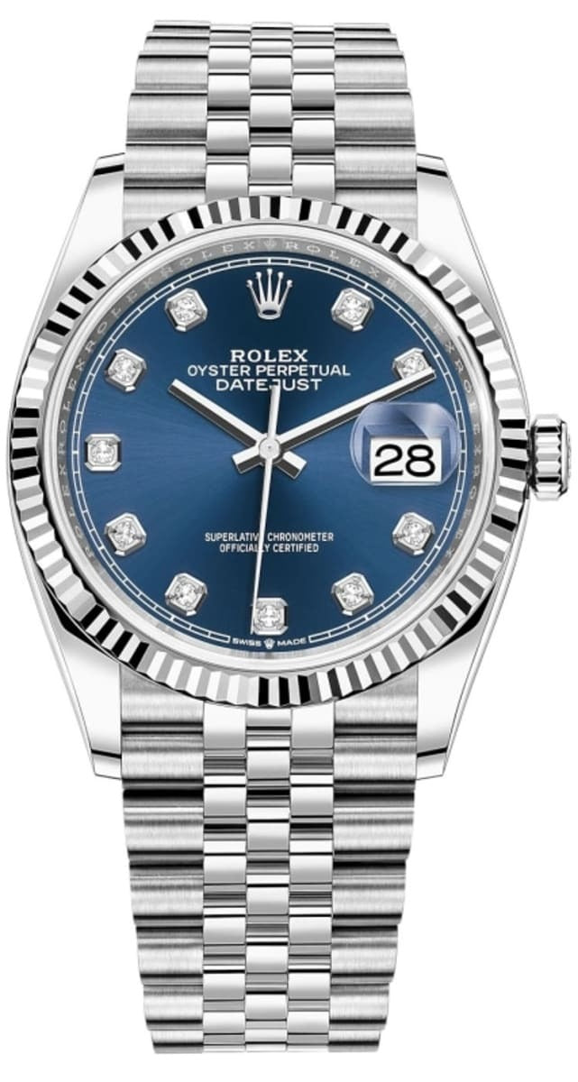 Datejust 36 Steel & White Gold Blue Diamond Dial Women’s Watch M126234-0037 36mm